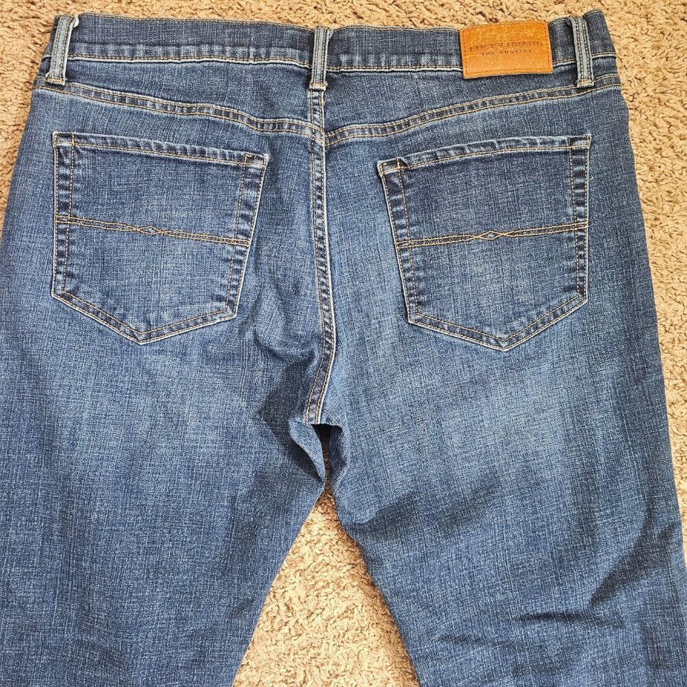 Lucky Brand 121 Slim Straight Jeans Men Tag 36x30 Act 38x28.5 Blue Stretch Denim - Picture 10 of 13
